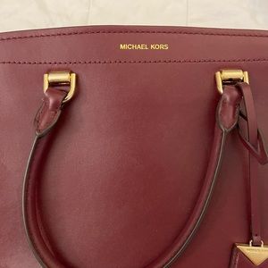 Michael Kors Large Satchel in Maroon from the Benning Collection